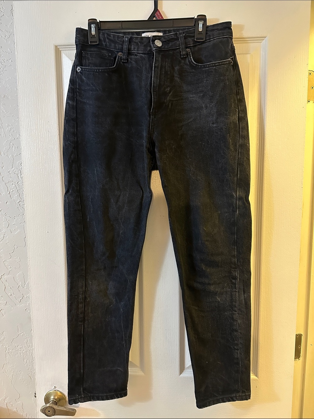 Zara Washed Black Slim Straight Jeans